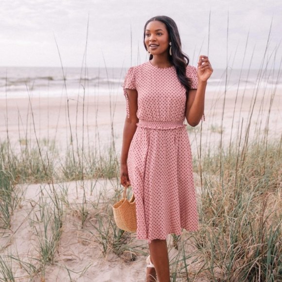 Gal Meets Glam Dresses & Skirts - Gal Meets Glam Corrine Polka Dot Midi Dress